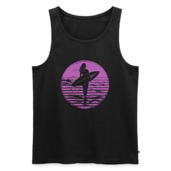 Surfer Retro Vintage Sunset Beach - Men's Premium Organic Tank Top - black - Front - AI Model Male 178 light (178cm)