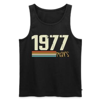 Vintage March 1977 - Men's Premium Organic Tank Top - black - Front - Michal (187cm)
