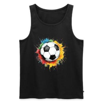 Fußball Ball Aquarell - Männer Premium Bio Tank Top - Schwarz - Vorne - AI Model Male 178 light (178cm)
