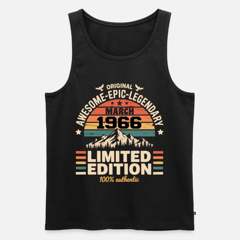 Vintage-Jubiläum März 1966 März 1966 - Männer Premium Bio Tank Top - Schwarz