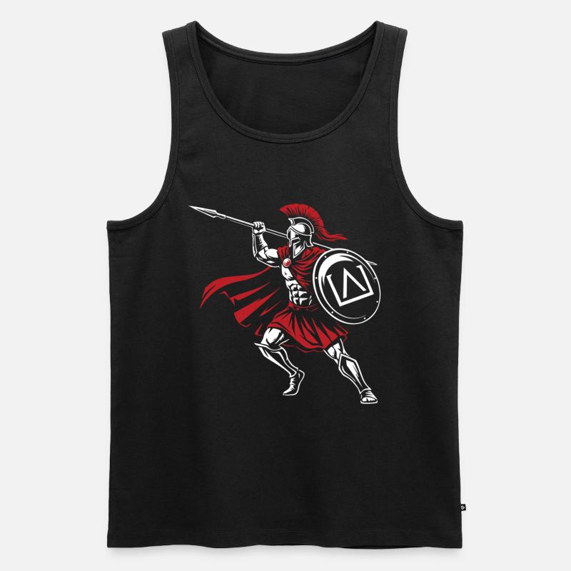 Spartan Spear Angriff Maskottchen Spartan Speer - Männer Premium Bio Tank Top - Schwarz