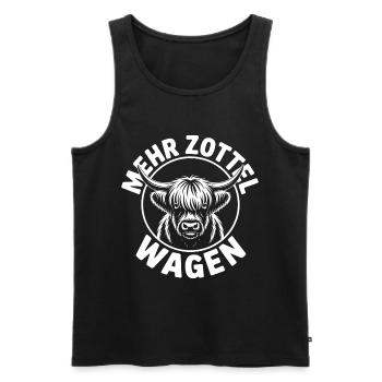 Highlands mehr Zottel wagen Highland Rind - Männer Premium Bio Tank Top - Schwarz - Vorne - Michal (187cm)