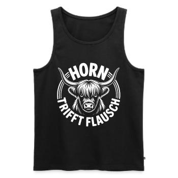 Highlands Horn trifft Flausch - Männer Premium Bio Tank Top - Schwarz - Vorne - AI Model Male 178 light (178cm)