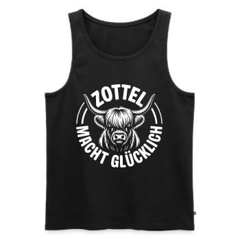 Highlands Highland Rinder Zottel macht glücklich - Männer Premium Bio Tank Top - Schwarz - Vorne - Michal (187cm)