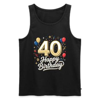 40. Geburtstag 40 Jahre Happy Birthday Geschenk - Männer Premium Bio Tank Top - Schwarz - Vorne - Michal (187cm)