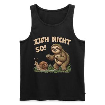 Zieh nicht so Faultier Humor Motiv - Männer Premium Bio Tank Top - Schwarz - Vorne - Michal (187cm)