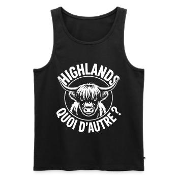 Highland Cow Quoi d'Autre - Débardeur bio Premium Homme - noir - Devant - AI Model Male 178 light (178cm)