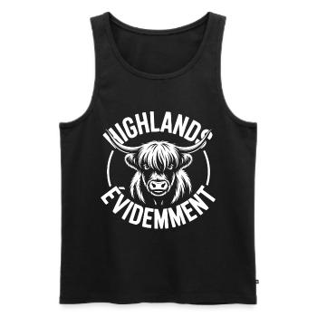 Highland-Kuh-Logo - Männer Premium Bio Tank Top - Schwarz - Vorne - AI Model Male 178 light (178cm)