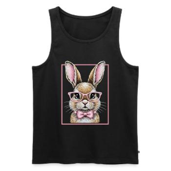 Cute Bunny mit Brille – Lustiges Hasendesign  - Männer Premium Bio Tank Top - Schwarz - Vorne - Michal (187cm)
