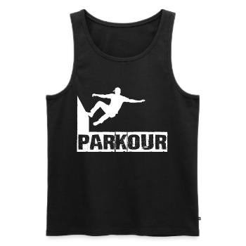 Parkour - Männer Premium Bio Tank Top - Schwarz - Vorne - AI Model Male 178 light (178cm)