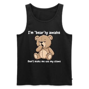Bearly Awake Müder Bär - Männer Premium Bio Tank Top - Schwarz - Vorne - Michal (187cm)