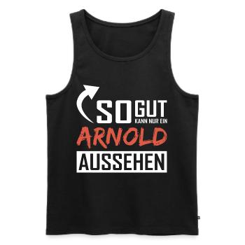 So gut kann nur ein Arnold aussehen - Männer Premium Bio Tank Top - Schwarz - Vorne - AI Model Male 178 light (178cm)