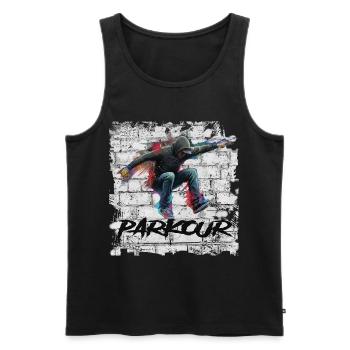 Parkour - Débardeur bio Premium Homme - noir - Devant - Michal (187cm)