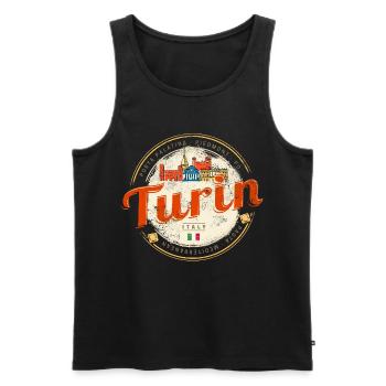 Turin Piedmont Skyline Italy Vintage Souvenir - Men's Premium Organic Tank Top - black - Front - Michal (187cm)