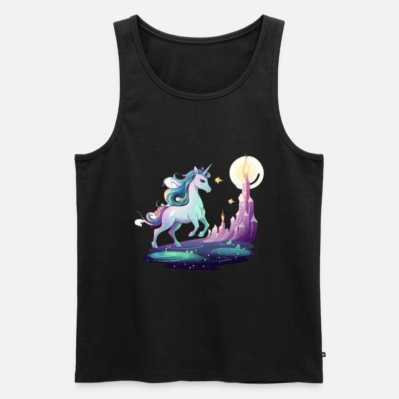 Mondturm Einhorntraum - Männer Premium Bio Tank Top - Schwarz