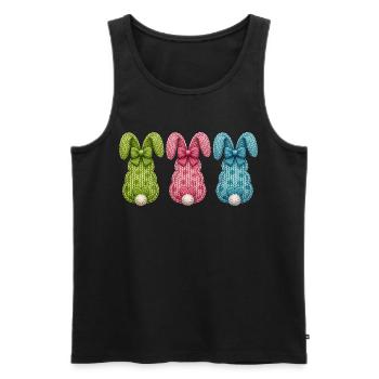 Ostern Drei Osterhasen von hinten in einer Reihe  - Männer Premium Bio Tank Top - Schwarz - Vorne - AI Model Male 178 light (178cm)