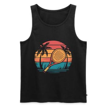 Padel Sunset - Männer Premium Bio Tank Top - Schwarz - Vorne - AI Model Male 178 light (178cm)