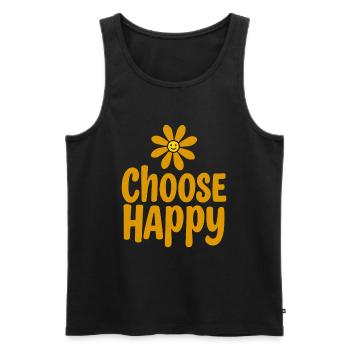 Choisissez la positivité florale souriante et heureuse - Débardeur bio Premium Homme - noir - Devant - Michal (187cm)