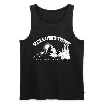 Wandern im Yellowstone-Nationalpark - Männer Premium Bio Tank Top - Schwarz - Vorne - Michal (187cm)