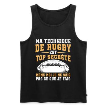 Ma Technique De Rugby - Débardeur bio Premium Homme - noir - Devant - AI Model Male 178 light (178cm)
