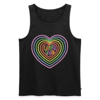 Colorful Love Me Text Hearts Shape Print - Men's Premium Organic Tank Top - black - Front - AI Model Male 178 light (178cm)
