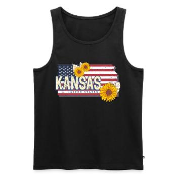 Kansas United States Retro Map Souvenir - Men's Premium Organic Tank Top - black - Front - Michal (187cm)
