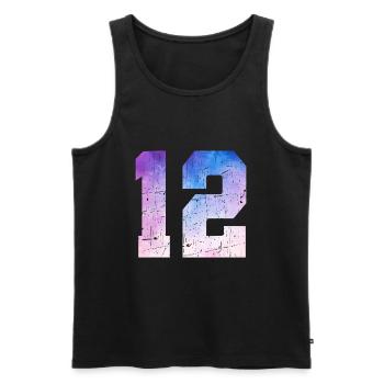 numéro 12 – Cadeau anniversaire 12 ans - Débardeur bio Premium Homme - noir - Devant - Michal (187cm)