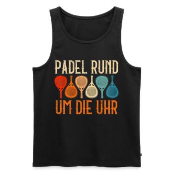 Padel Sport PADEL RUND UM DIE UHR Lustig - Männer Premium Bio Tank Top - Schwarz - Vorne - Michal (187cm)