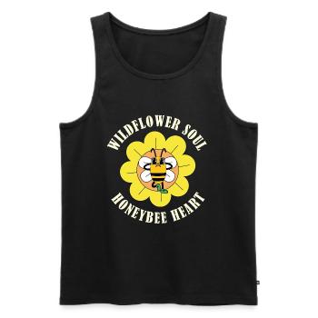 Wildflower Soul Honeybee Heart – Retro Natur - Männer Premium Bio Tank Top - Schwarz - Vorne - Michal (187cm)