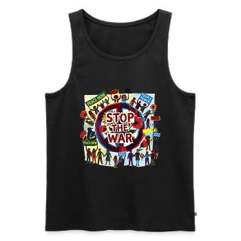 Peace Love Peace against War - Men's Premium Organic Tank Top - black - Front - AI Model Male 178 light (178cm)