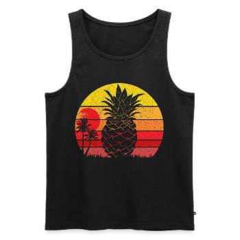 Summer Pineapple Vintage Beach Sunset - Men's Premium Organic Tank Top - black - Front - AI Model Male 178 light (178cm)