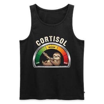 Sloth Cortisol Low Stress - Men's Premium Organic Tank Top - black - Front - AI Model Male 178 light (178cm)