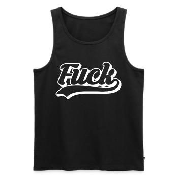 Fuck Retro Script - Men's Premium Organic Tank Top - black - Front - AI Model Male 178 light (178cm)