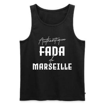 Fada de Marseille Humour Marseillais sud Provence - Débardeur bio Premium Homme - noir - Devant - AI Model Male 178 light (178cm)