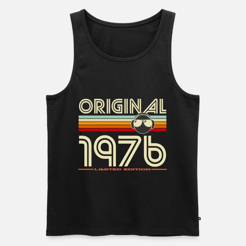 Originale Retro-Kopfhörer von 1976 - Männer Premium Bio Tank Top - Schwarz