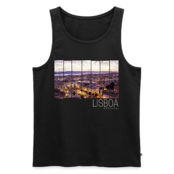 Lissabon Portugal Sonnenuntergang Skyline Souvenir - Männer Premium Bio Tank Top - Schwarz - Vorne - Michal (187cm)