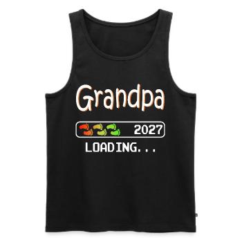 Futur grand-père en 2027 qui embarque son futur grand-père - Débardeur bio Premium Homme - noir - Devant - Michal (187cm)