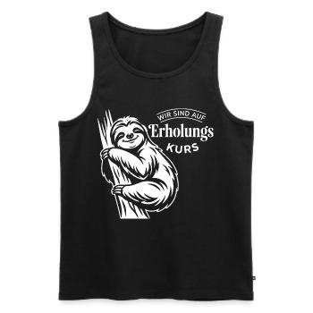 Wir sind auf Erholungskurs – Faultier Relax Design - Männer Premium Bio Tank Top - Schwarz - Vorne - Michal (187cm)