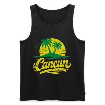 Cancun Retro Palm Trees Holiday Souvenir - Men's Premium Organic Tank Top - black - Front - AI Model Male 178 light (178cm)