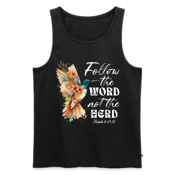 Suivez Le Mot Pas Le Troupeau Colibri - Débardeur bio Premium Homme - noir - Devant - AI Model Male 178 light (178cm)