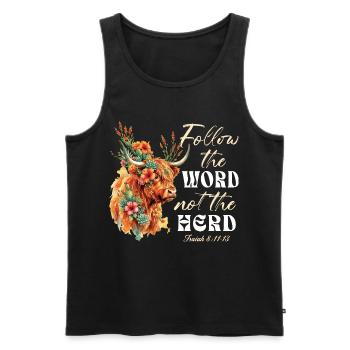 Folge dem Wort Nicht der Herde Christ - Männer Premium Bio Tank Top - Schwarz - Vorne - Michal (187cm)
