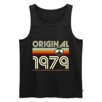 Original 1979 Retro Stripes Tee - Débardeur bio Premium Homme - noir - Devant - Michal (187cm)