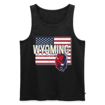 Wyoming United States Retro Map USA - Men's Premium Organic Tank Top - black - Front - AI Model Male 178 light (178cm)