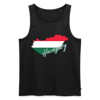 Karte mit der Flagge Ungarns, ich liebe Ungarn - Männer Premium Bio Tank Top - Schwarz - Vorne - Michal (187cm)