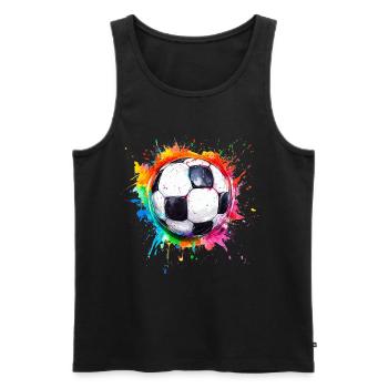 Fußball Ball Aquarell - Männer Premium Bio Tank Top - Schwarz - Vorne - AI Model Male 178 light (178cm)