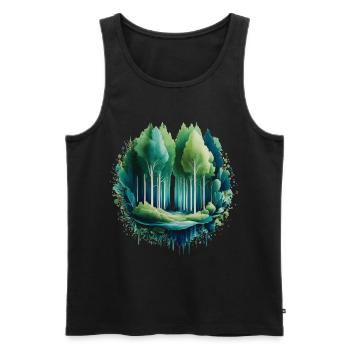Wald Langbaum Naturmalerei-Druck - Männer Premium Bio Tank Top - Schwarz - Vorne - AI Model Male 178 light (178cm)