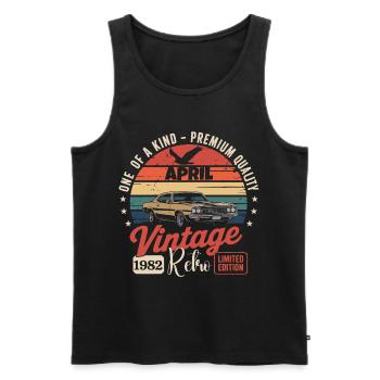44 Years April 1982 Vintage Retro Birthday Gift - Men's Premium Organic Tank Top - black - Front - Michal (187cm)