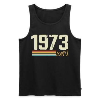 Né en avril 1973 - Débardeur bio Premium Homme - noir - Devant - AI Model Male 178 light (178cm)