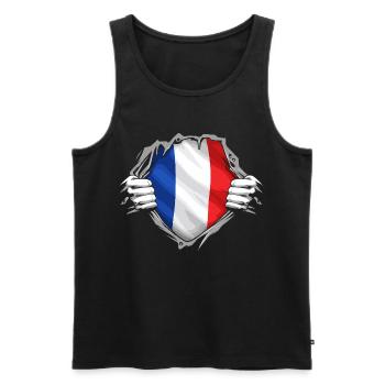 Französische Flagge zerrissen, patriotischer Stil Frankreichs - Männer Premium Bio Tank Top - Schwarz - Vorne - Michal (187cm)