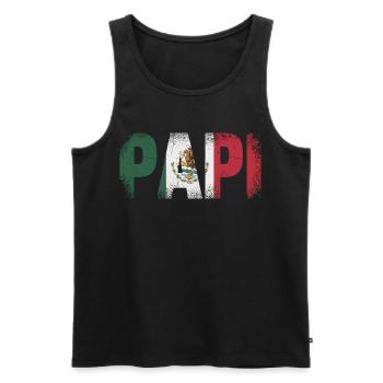 Papi Mexiko Flagge Vintage Papa - Männer Premium Bio Tank Top - Schwarz - Vorne - Michal (187cm)